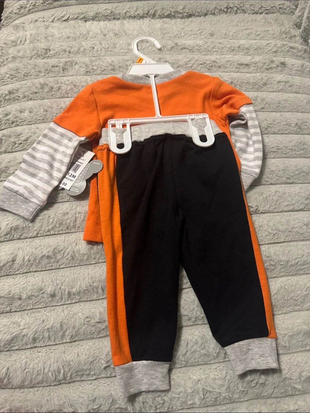 Baby Essentials Orange & Black Halloween Dino Mummy Two-Piece Set